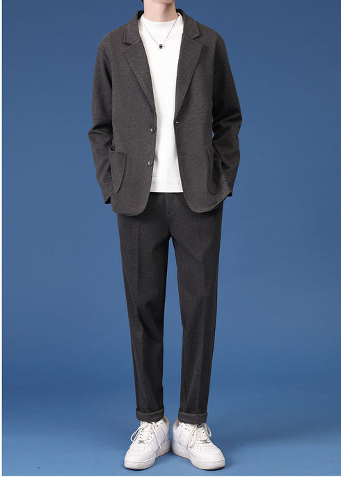 Autumn Woolen Plus Size Men's Casual Slim Fit Suit Jacket